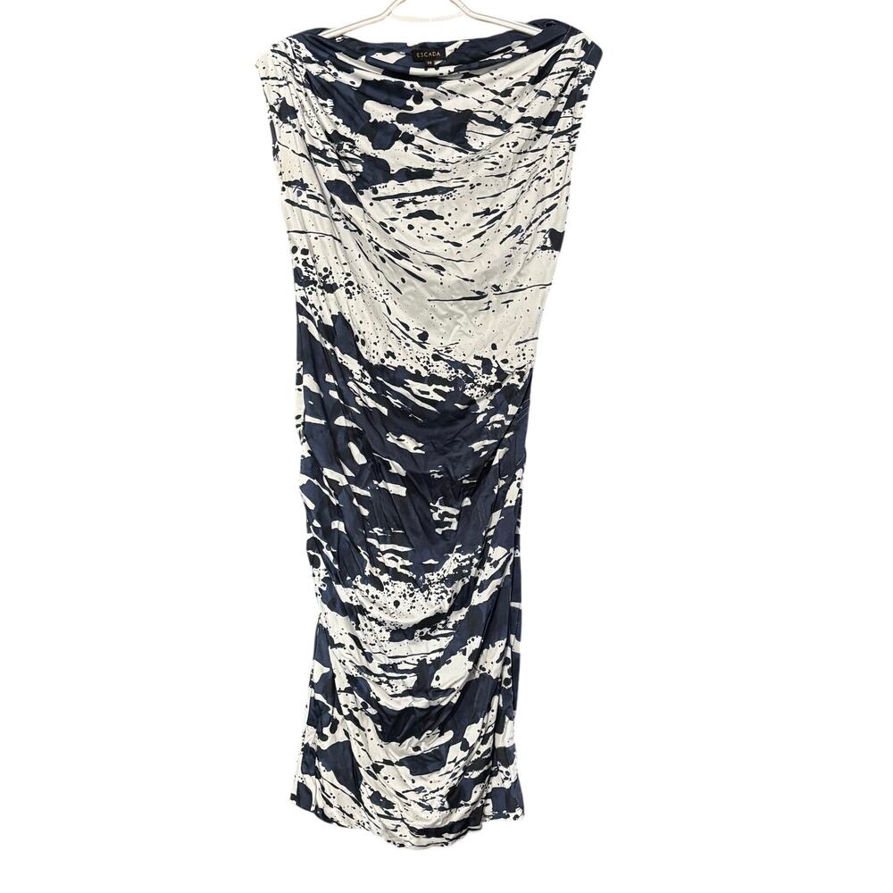 Escada Navy and White Abstract Mini Dress